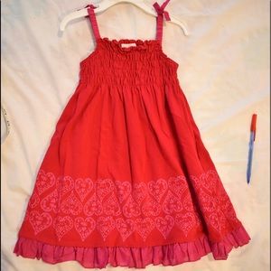 NWOT American Girl Red Hearts Smocked Ruffled Dress Sundress 6